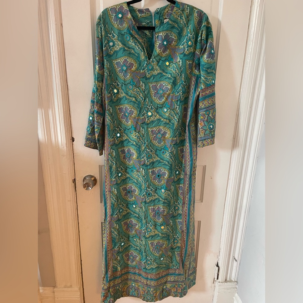 Vintage Saks Fifth Avenue NYC mirrored kaftan